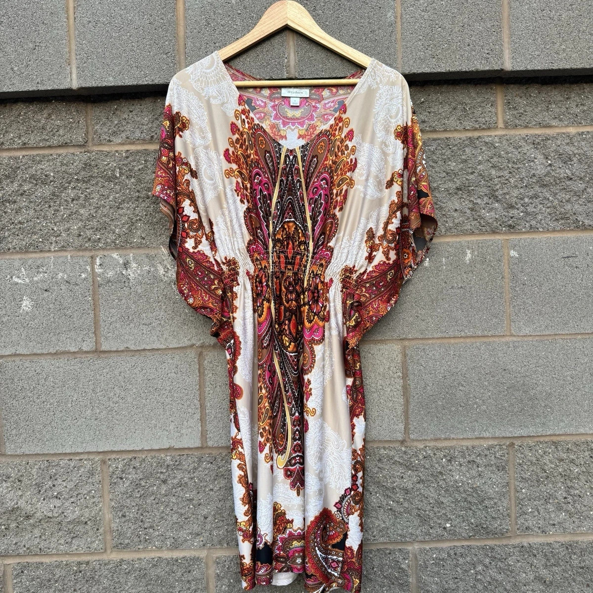 Women’s Vintage Y2K Dressbarn Boho Paisley Print Kimono Dress Size 8