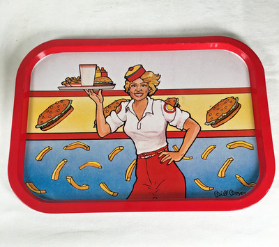 Vintage 1986 Willitts Designs Metal 50s Fast Food Serving Tray Artist Bill Boyer