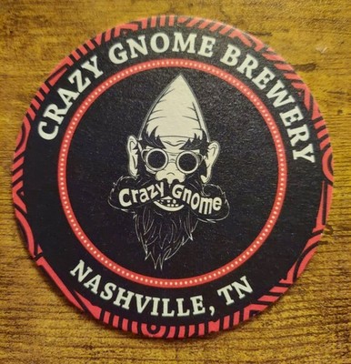 Crazy Gnome brewery coaster (Tennessee beer collectible)