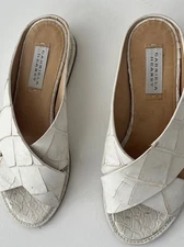 Gabriela Hearst Embossed Leather Slides Ivory White Size 36 EU 6 US 