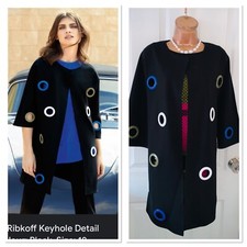 Joseph Ribkoff Black Coat With Keyhole Detail Uk Size 16