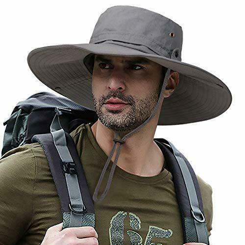 Man's Wide Brim Boonie Hat Shade Outdoor Hiking Fishing Sun Protection UPF50+ - Picture 1 of 17