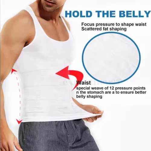 T-shirt canotta da uomo body shaper ventre compressione petto cintura - Foto 6 di 29
