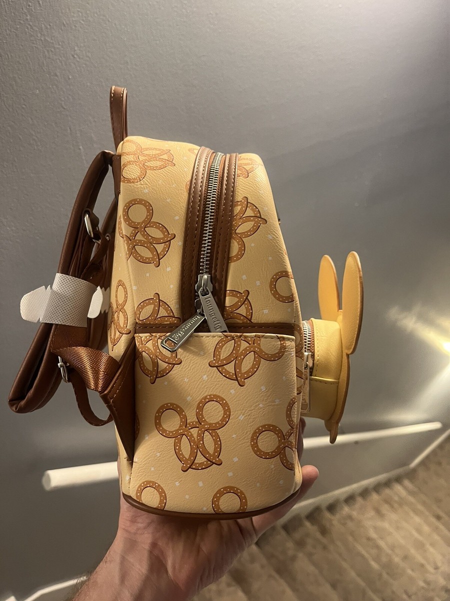 Disney Parks Loungefly Yellow & Brown Mickey Pretzel Backpack NWT Disney Parks Loungefly Mickey Mouse Pretzel Mini Backpack  main image 4