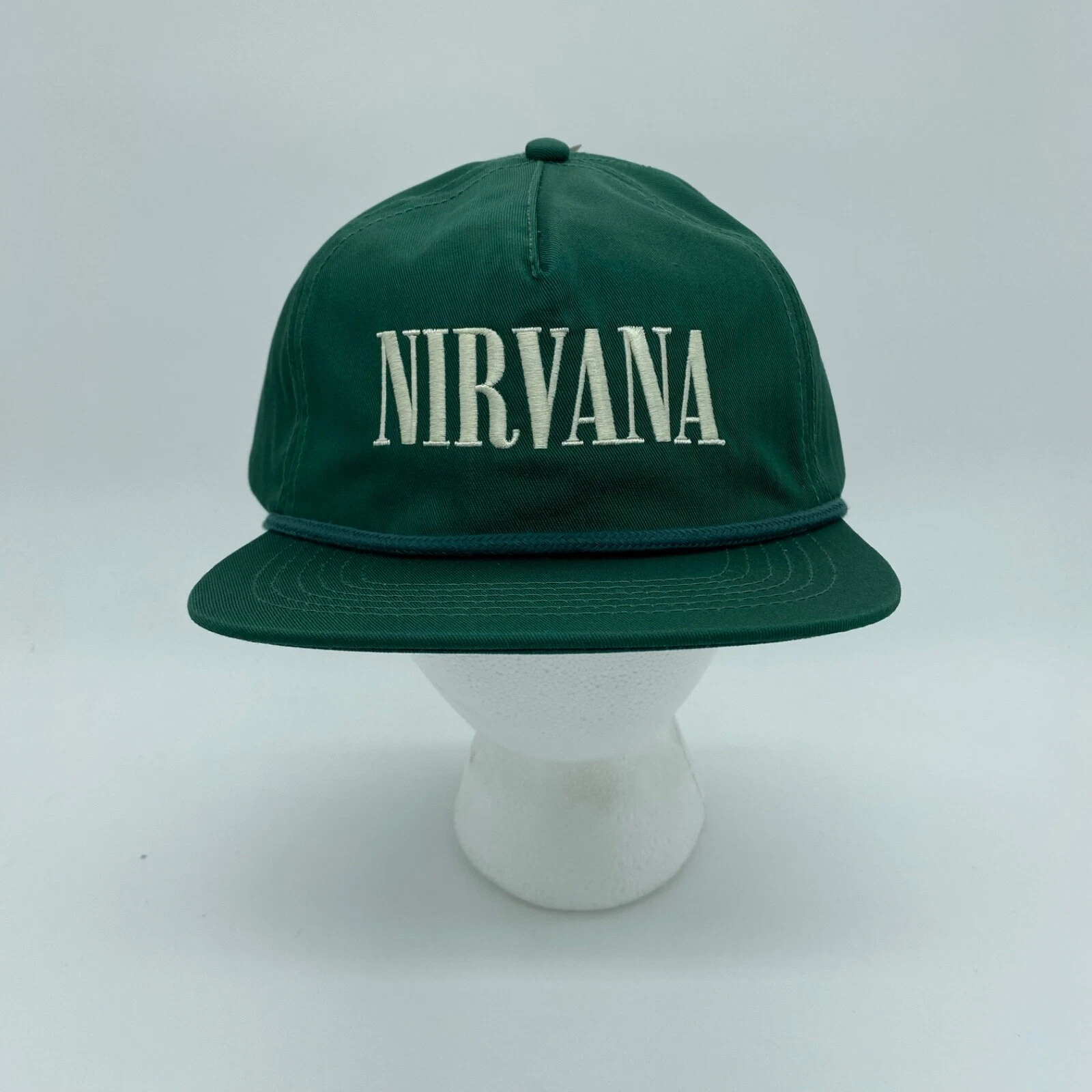 Nirvana Rope Trim Snapback Hat Cap Solid Green Adjustable One Size Mens