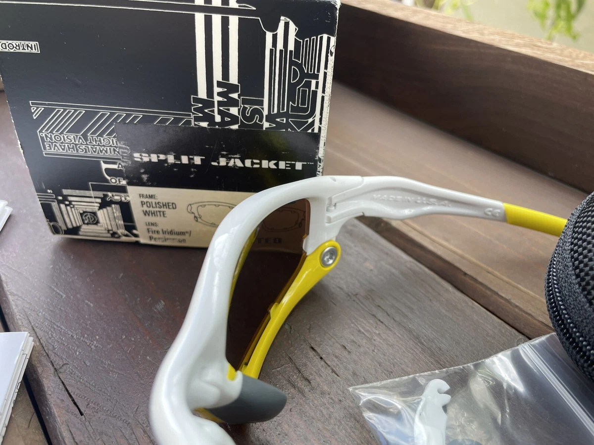 Oakley Split Jacket Polished White Fire Ir Persimmon Made In USA
