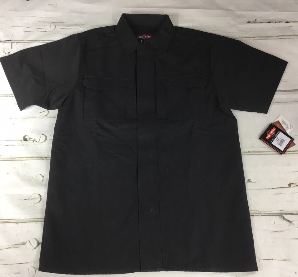 Tru-Spec Men's S Short Sleeve 24-7 Series Rip-Stop Uniform Shirt - Black NWT - Image 3 of 4