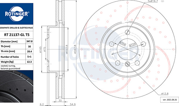 Rotinger 2X Bremsscheibe Vorne Ø348 Mm Gelocht BelüFtet FüR BMW X5 F15 F85-image
