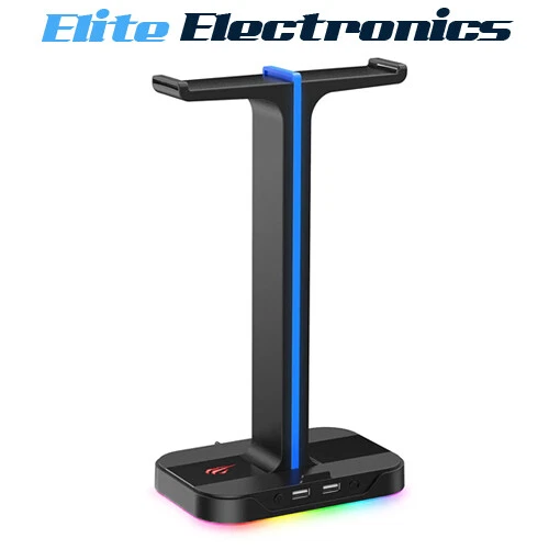 HAVIT TH650 RGB Headset Stand with Dual Hanger & 2 USB Ports