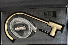 14" Single Handle Brass Mixer Faucet, 1 Hole 360 Swivel Gooseneck,Brushed Gold