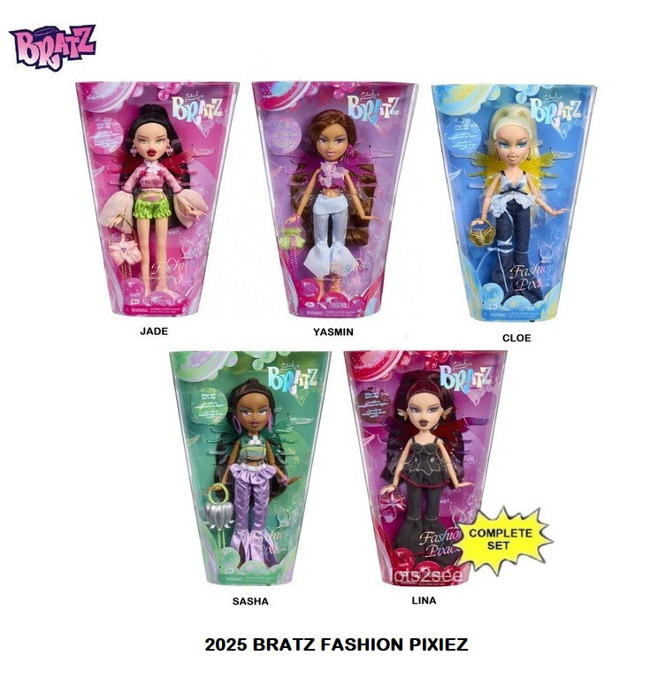 2025 Bratz FASHION PIXIEZ Fashion Doll Set JADE YASMIN CLOE
