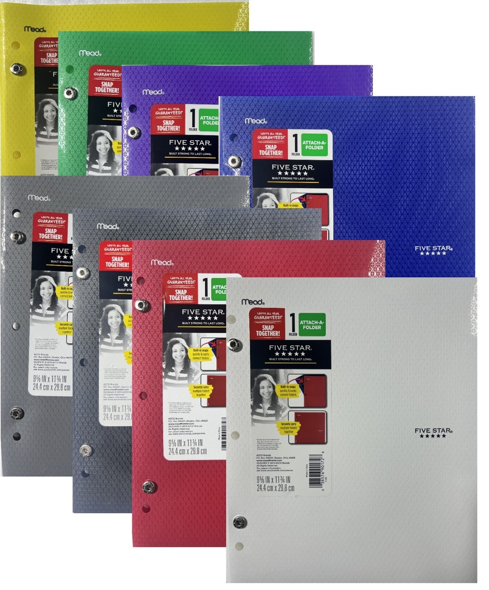 Mead Five Star Attach-A-Folder Snap Together Multiple Colors