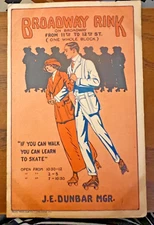 1930s ADVERTISING MAILER POSTCARD BROADWAY RING SKATERS