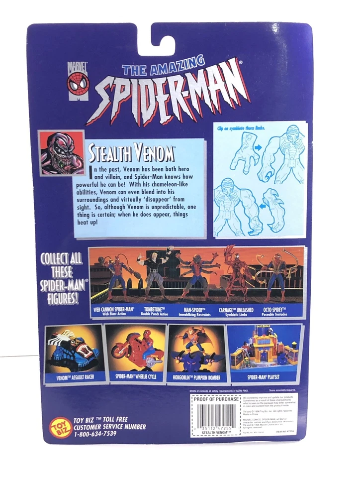 1996 The Amazing Spider-Man Lot Of 3 Stealth Venom, Variant, & Total Armor Rhino - Image 4 of 4