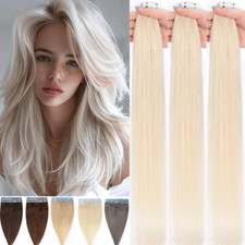 100% Remy Skin Weft Tape Glue in Real Human Hair Extension THICK Full Head Ombre