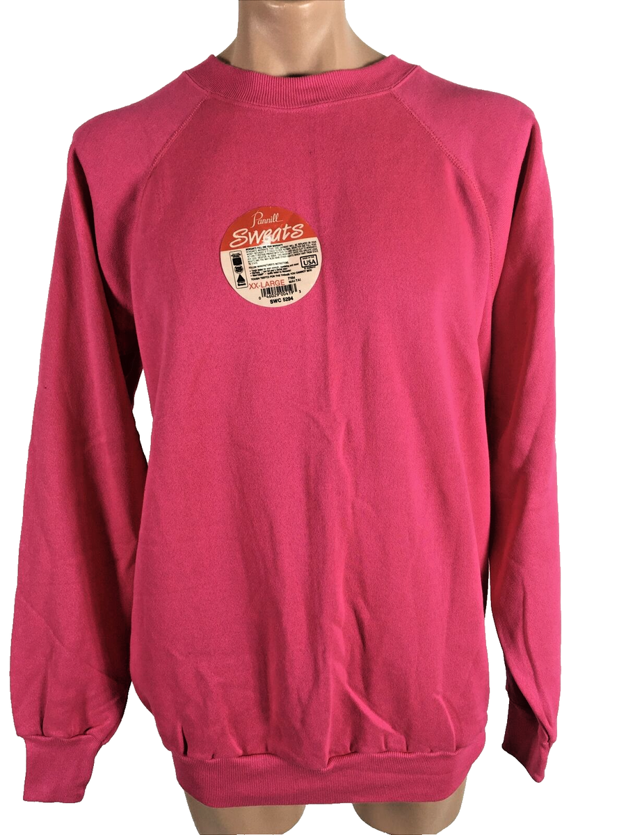 NEW Vintage 80s Pannill Raglan Sweatshirt XXL Hot Pink Blank 50-50 