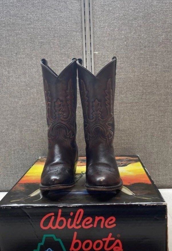 Mujer Marrón Oscuro Botas Vaqueras 8 1/2 Hechas en USA Allene Con Caja Foto 2 de 4