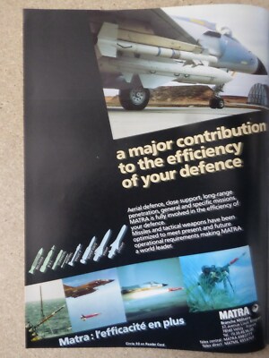 10/1987 PUB MATRA MIRAGE 2000 MISSILE MAGIC II SUPER 530D MISTRAL ORIGINAL ANZEIGE