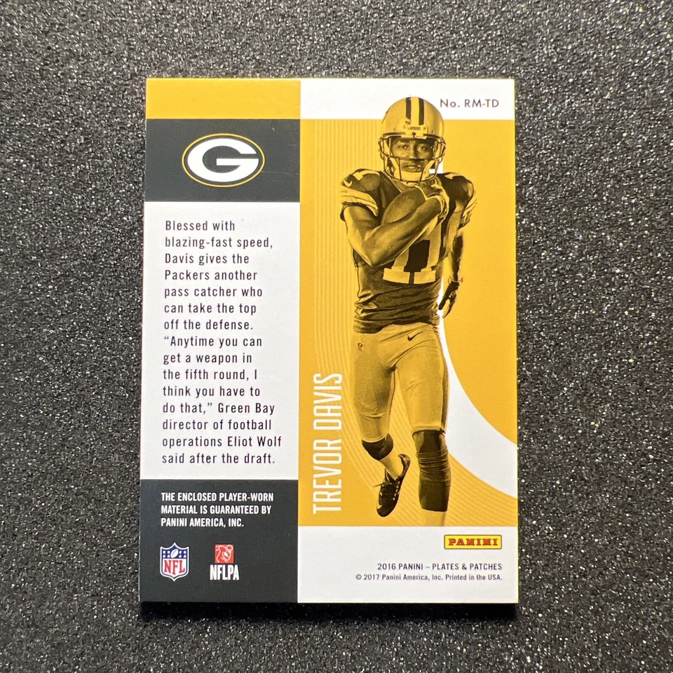 2016 Plates & Patches TREVOR DAVIS #RM-TD Rookie JERSEY PATCH 54/75 NFL PACKERS - Image 4 of 4