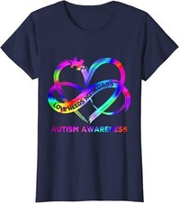 Heart Love Autism Awareness Needs No Words Tie Dye Ladies' Crewneck T-Shirt