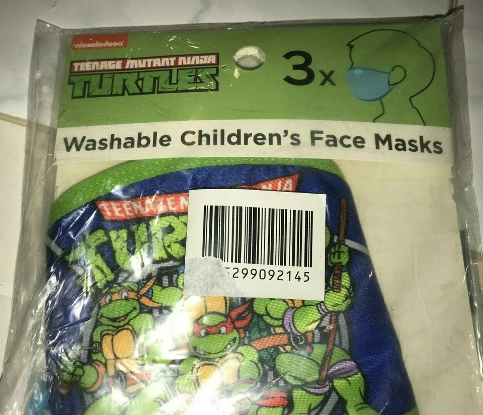 Ninja Turtles FACE MASK Set of 3 Nickelodeon Kids 3pk TMNT Mouth Covering Rare - Image 3 of 4