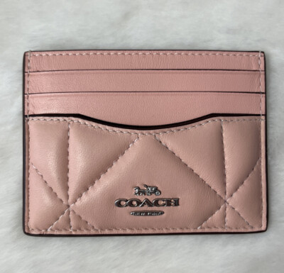 NWT Coach Slim Id Card Case With Puffy Diamond Quilting Light Pink