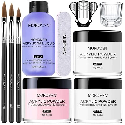 Morovan Acryl Nagelset Acrylpulver Und Acryl Flüssigkeit Set Acrylnagel-Kit Acry