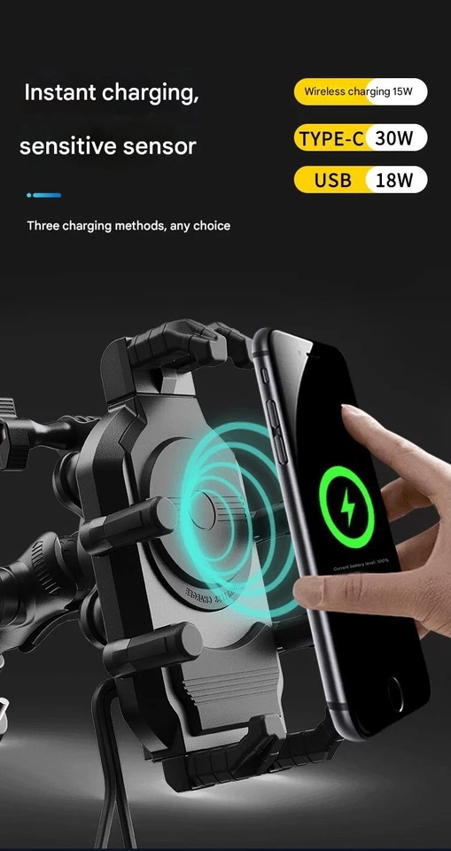 Motorcycle Wireless Phone Holder and Quick Charger GPS Anti-theft Stand - Image 4 of 4