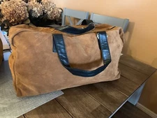  Mark and Graham Brown Suede Leather Boho Overnight Bag Monogramed!!!
