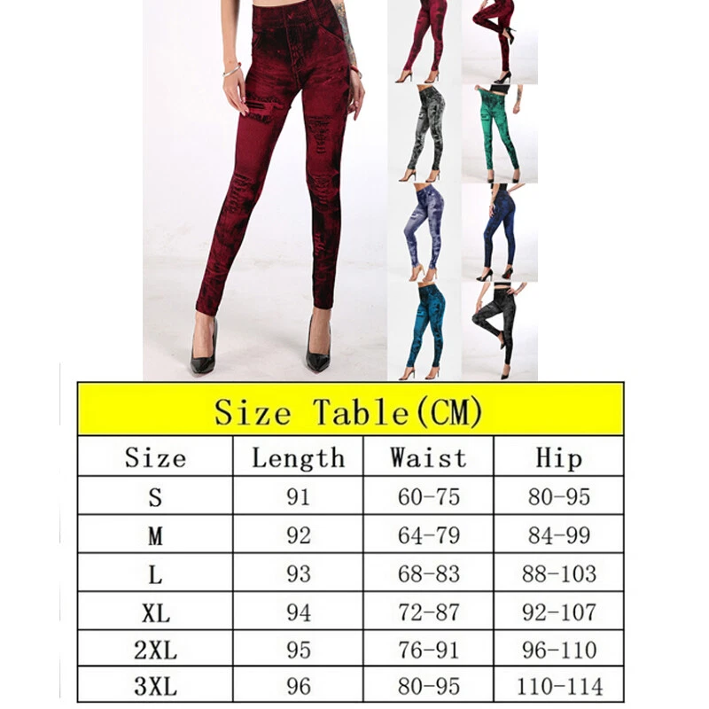 Leggings jeans skinny feminina elástica plus size` - Imagem 3 de 4