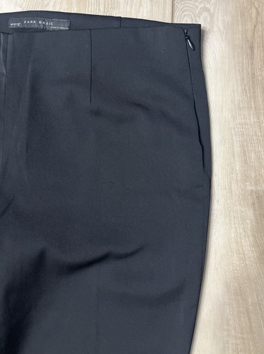 Zara Basic Damen Knöchelhose gerades Bein seitlicher Reißverschluss schwarz Größe Large NEU - Bild 3 von 7