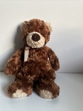 Aurora Brown Teddy Bear 11" Plush Tan Bow Soft Swirls Stuffed Animal Toy NWT
