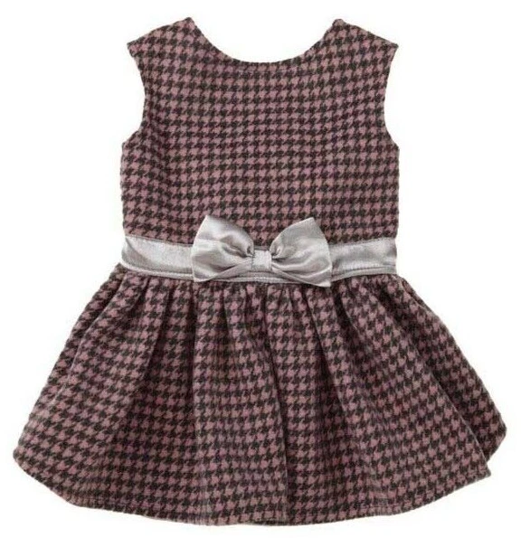 Vestido East Side Collection Teatime, vestido púrpura pata de gallo para perro con lazo, S/M mascota Foto 4 de 4