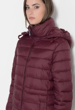 Stefanel Long Padded Hooded Jacket Coat Size 14/16 Uk Bnwt Rrp £224 Black Or Red