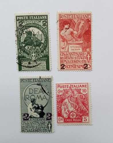 Italy 1913 50th Annv. Italy State overprints used & 1915 Red Cross 10 + 5c Mint - Picture 1 of 2