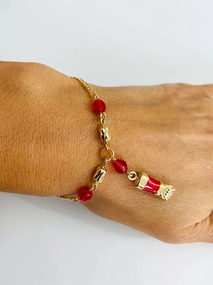 JUEGO FIGA ROJA CHAPADA EN ORO 18K PARA PROTECCIÓN, BUENA SUERTE, DINERO - N224 Foto 3 de 4