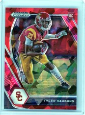 * TYLER VAUGHNS * 2021 PRIZM COLLEGE JERSEY RED CRACKED ICE REFRACTOR RC # 160