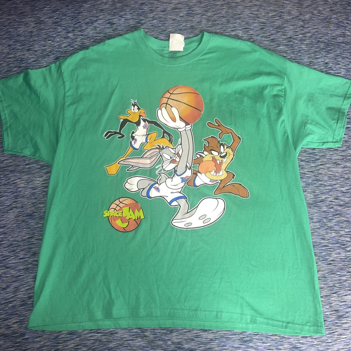 Space Jam Green T-Shirt Looney Tunes Bugs Taz Daffy 3XL 3 X-Large NWT Brand New