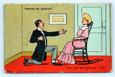 Postcard Valentines Day Popping The Question Will You Be Mine Irvin Kline I17