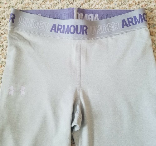 Under Armour Heat Gear Youth Girls Gray Fitted Legging Pants Youth Size L - Picture 9 of 12