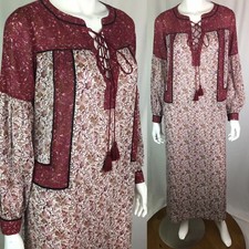 NWT $90 Ann Taylor LOFT Beach XS Leaf Lace Up Maxi Tunic Peasant Shift Dress