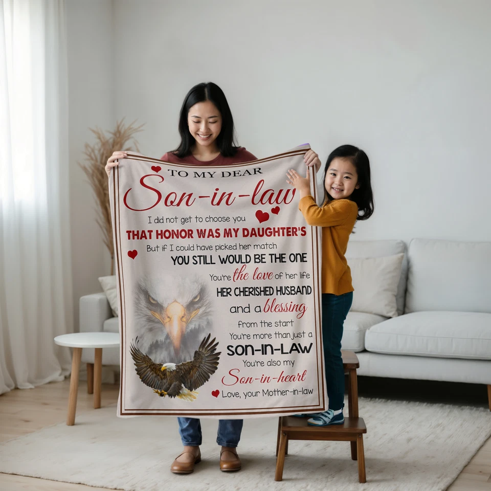 To My Son In Law Blanket From Mom Mother And Son Blanket Eagle Gift On Christmas - Image 4 of 4