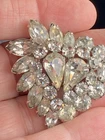 Vintage Signed E Eisenberg Clear Rhinestone Cluster Brooch Pin Silvertone 1.5”