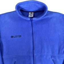 Vintage Columbia Fleece Jacket Kids 10/12 Blue Full Zip Mock Neck Made in USA