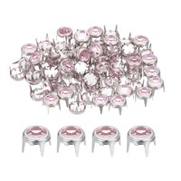 60Pcs Strassnieten, 6Mm Runde Nieten Kristallklauenperlen Nagelkopf Punk, Pink