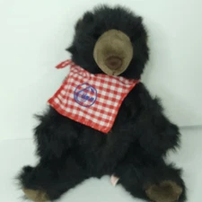 Animal Fair Pear Bear Plush Black Grizzly Shaggy Fur Bandana & Tags Stuffed 12"