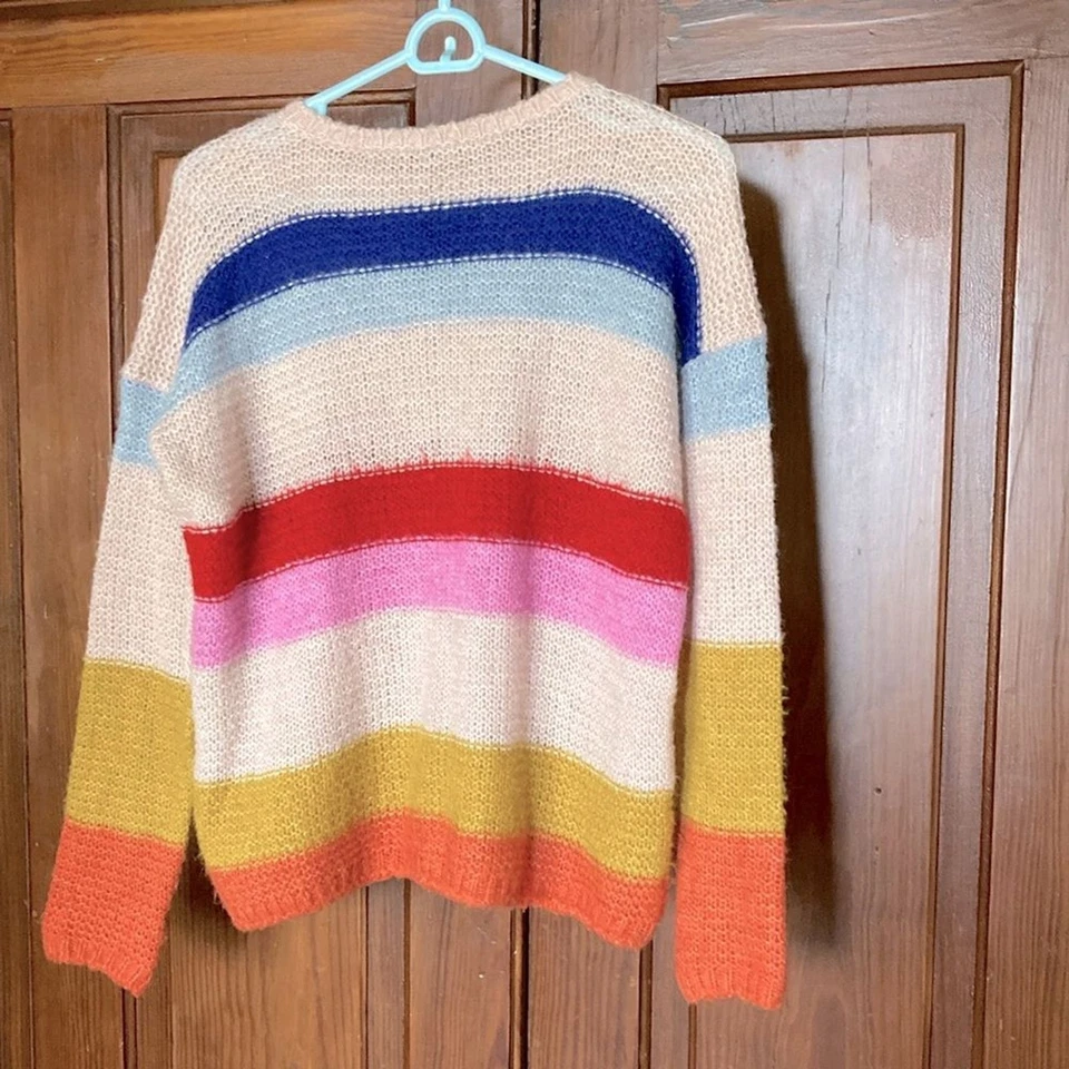 United Colors Of Benetton Multicolor Striped Knit Wool Blend Sweater Size 2XL - Image 2 of 4