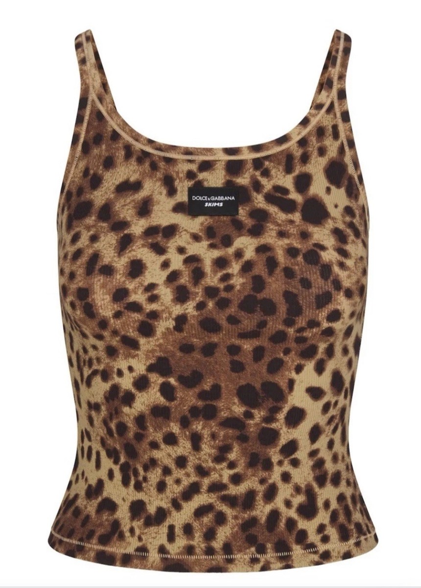 SKIMS × Dolce&Gabbana Cotton Rib Scoop Tank Leopard Size L | eBay