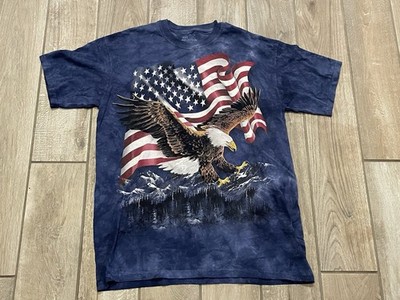Vintage The Mountain American Bald Eagle USA Flag Dyed T-Shirt size L