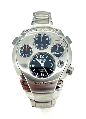 Seiko Sportura Kinetic Chronograph 9T82-0A50 Men's Watch - MINT